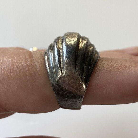 Vintage Sterling Silver 925 Ring Size 6.5 Modernist Domed Chunky Unisex Oxidized - Picture 12 of 13